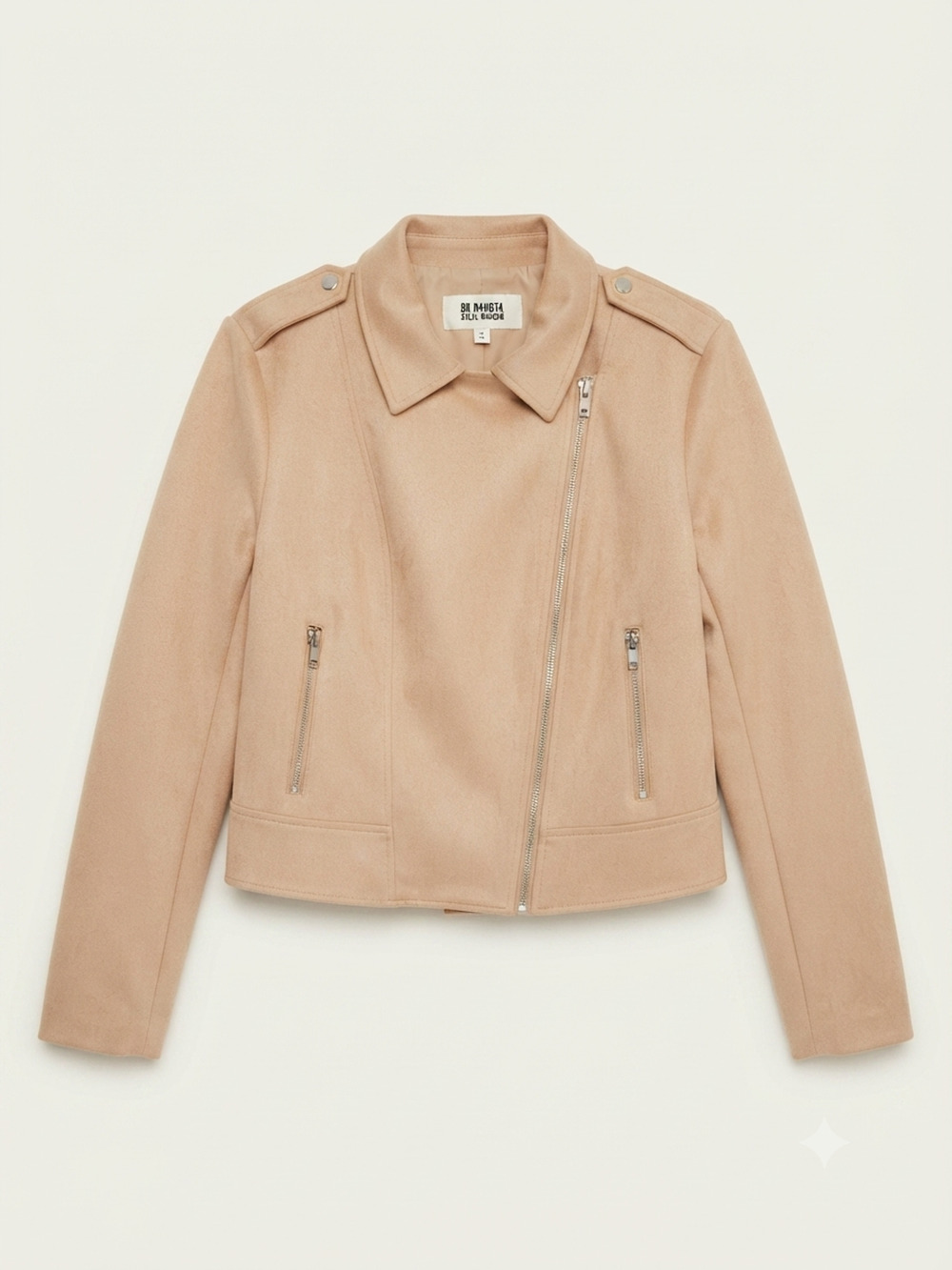BB Dakota Steve Madden Tan Faux Suede Moto Jacket Women's XL Asymmetrical Zip Bo